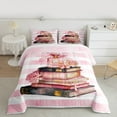 thumbnail image 2 of jejeloiu Perfume Flower Books Full Size Comforter Sets,Geometric Stripes Lines Bedding Comforter Set,Pink White Bedding Sets For Girl,Luxury Bedroom Decor Reversible,3-Piece, 2 of 8