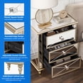 thumbnail image 4 of Dextrus Mirrored 3-Drawers Dressers with Wood Legs, Mirrored End Table Nightstand, Gold, 4 of 10