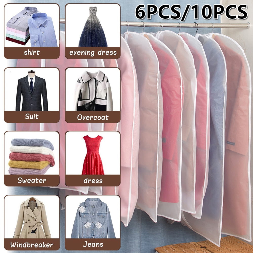 Garment Dress Clothes Travel Cover Bag Dustproof Protector Waterproof Clear FW 