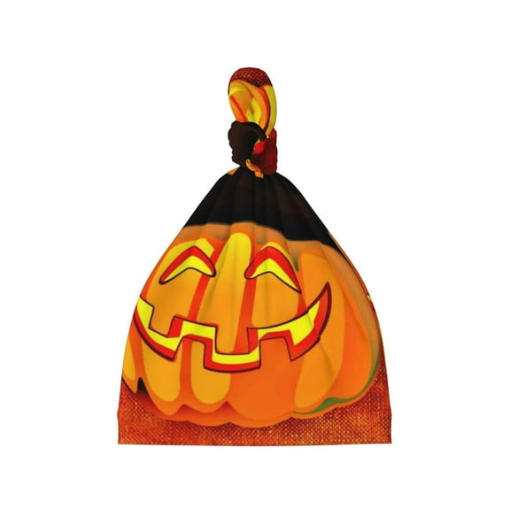 Naloa Halloween Pumpkin Baby Newborn Hats, Infant Knotted Baby Hat, Beanie Top Knot Caps for Baby Boys Girls