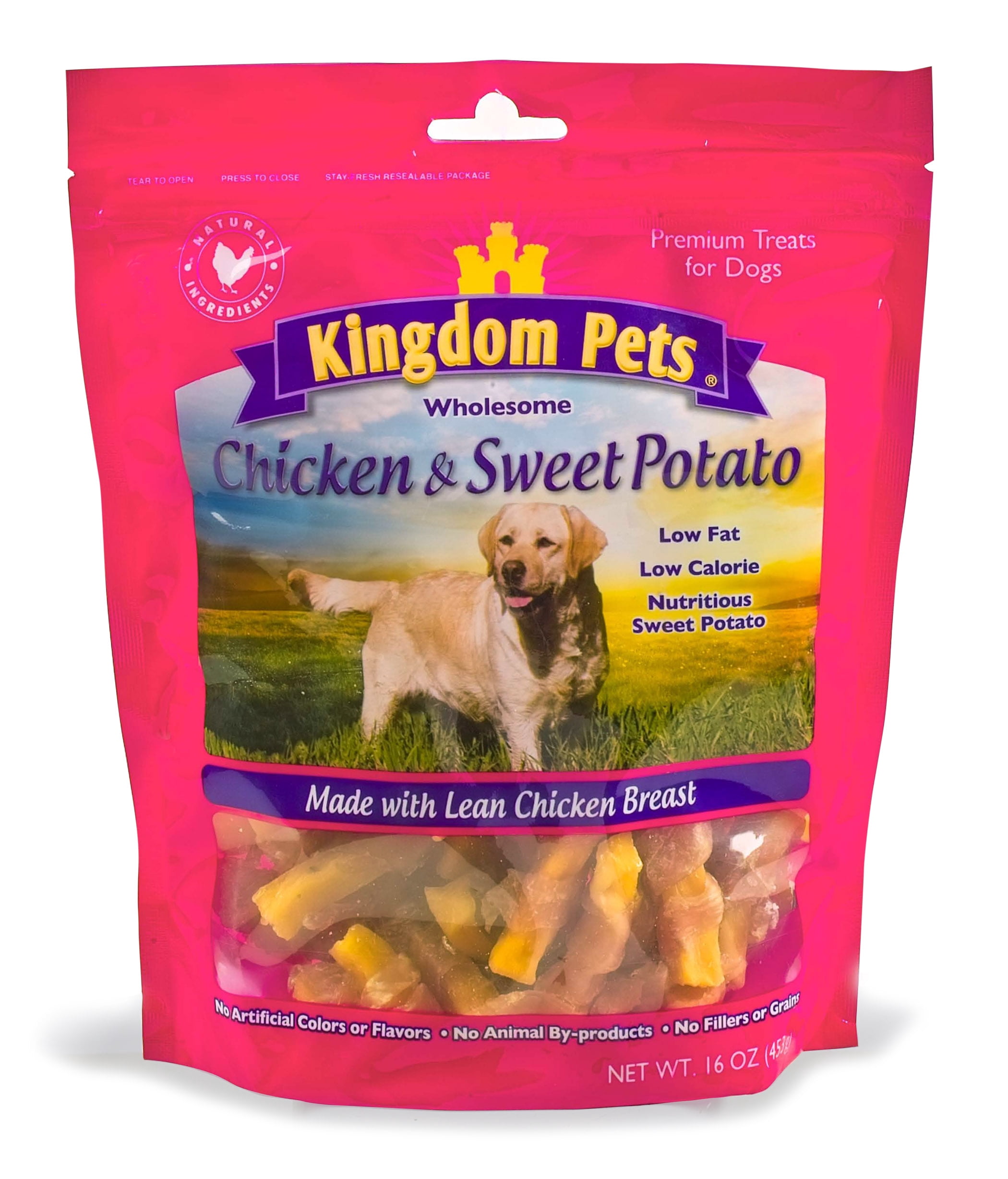 Kingdom Pets Premium Dog Treats, Chicken & Sweet Potato Jerky Twists 48