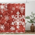 thumbnail image 2 of Merry Christmas Snowflake Shower Curtain Set, Happy Holiday Winter Red Bathroom Decorative Winter Waterproof Fabric 71x71 Inch with 12 Hooks, 2 of 3