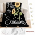 thumbnail image 5 of You Are My Sunshine Blanket Soft Cozy Warm Throw Blanket for Couch, Plush Fuzzy Flannel Fleece Blankets for Sofa, Yellow Sunflowers Cute Bees Heart Black Bed Blankets Gifts for Men, 32"x48", 5 of 9