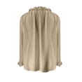 thumbnail image 5 of Helii Womens Tops Women's V Neck Pleated Front Collared Long Sleeve Ruffle Casual Blouse Top, 5 of 5
