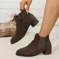 thumbnail image 5 of Willtoo Women's Slip on Ankle Boot, Western Almond Round Toe Low Heel Elastic Bootie Coffee, 5 of 5