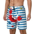 thumbnail image 2 of Daiia Red Funny Crab on Blue Stripe Mens Swim Trunks Swim Shorts Quick Dry Swim Shorts with Mesh Lining Pockets-3X-Large, 2 of 9