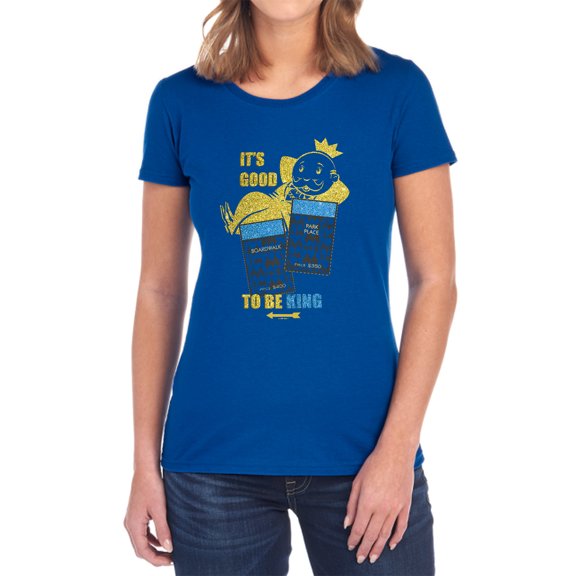 Monopoly Its Good to Be King No Logo Women's T Shirt, Royal, Small