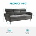 thumbnail image 3 of ZAFLY Sectional Sofa Sets for Living Room, Linen Fabric Sofa with Metal legs, 2 Piece Sofas and Couches Sets - Dark Grey, 3 of 6