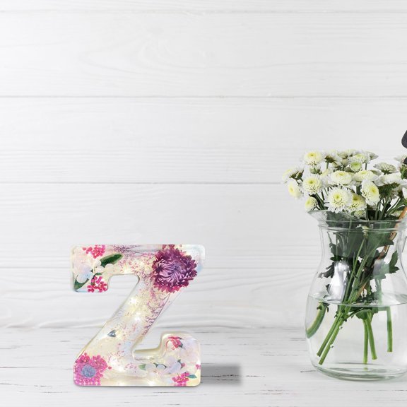 Nkmbld Portable Night Light Flower Night Light Flower Letter Resin Home Decoration Suitable for Bedroom/Baby Nursery/Bathroom/Hallways/Living Room