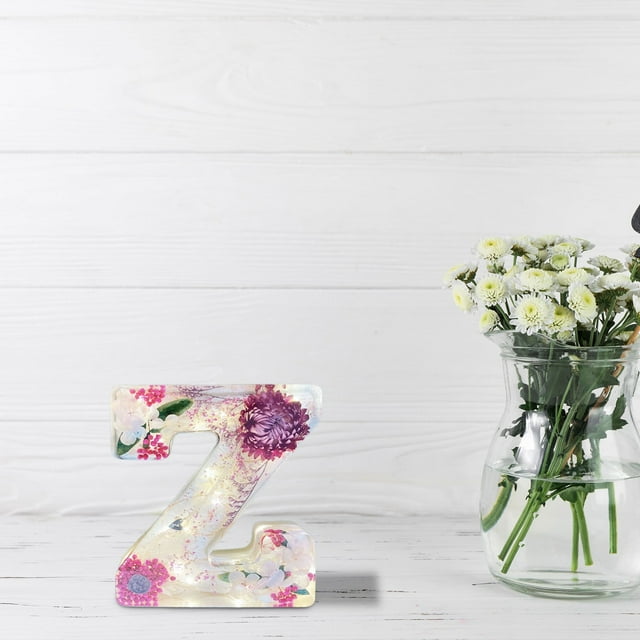 Flower Night Light Flower Letter Resin Home Decoration Gift