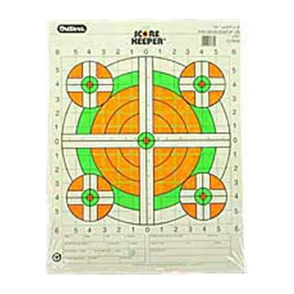 Champion Traps and Targets Fluorescent Orange/Green Bullseye Scorekeeper Target, 100 Yard Rifle Sight-In, 12pk