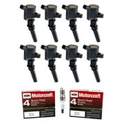 Set of 8 ISA Ignition Coils & Motorcraft Spark Plugs Compatible with 2000-2010 Ford F-150 E-150 Econoline Club Wagon 4.6L V8 Replacement for FD503 DG508 SP413