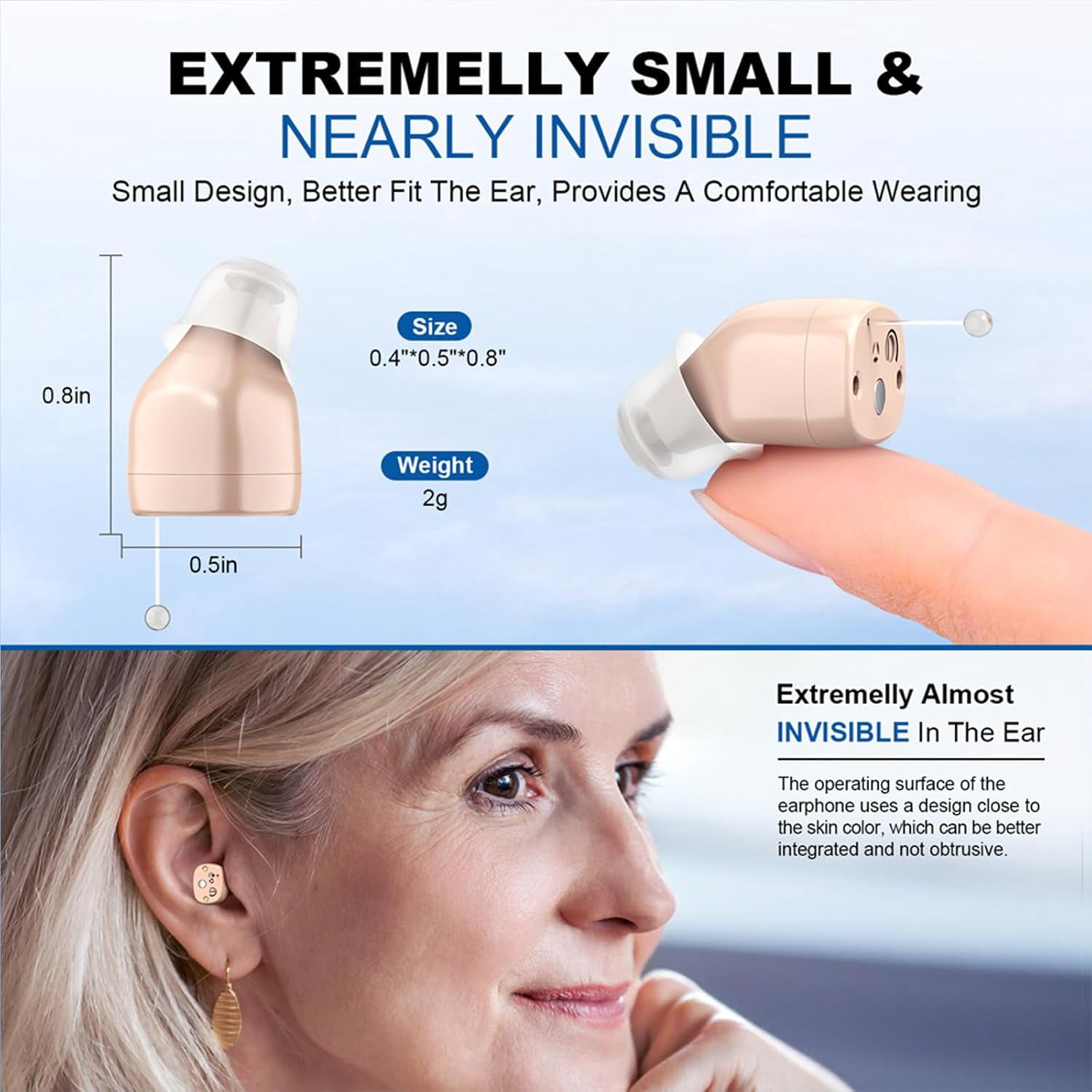 Rechargeable Hearing Aids For Seniors With Noise Canceling,Hearing Amplifier For Adults,Digital In Ear Hearing Aids, Hearing Assist Devices With Volume Control Magnetic Contact Charging Box,Brown