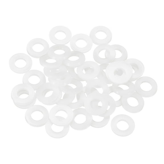55Pcs M10 Nylon Flat Washers Plastic Washer 10mm ID 20mm OD 2mm Thick, White