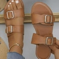 thumbnail image 6 of Xfvqtps Slide Sandals Women Flat Buckle Decoration Open Toe Non Slip Breathable Summer Beach Sandals Brown, 6 of 9