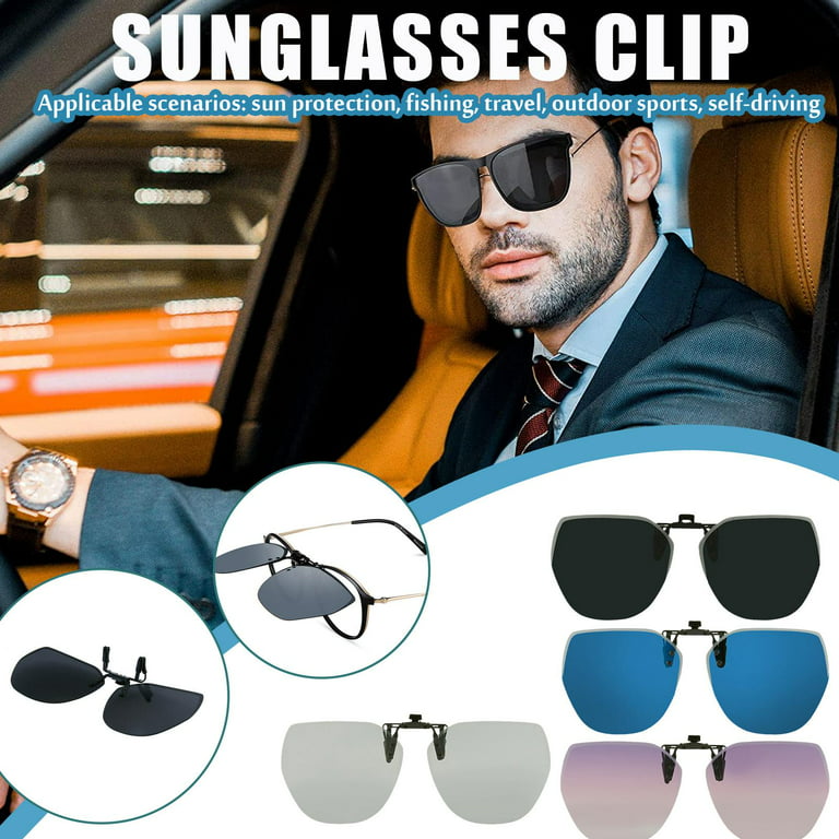 Anti-ultraviolet Sunshade Glasses Clip Light Polarized Retro Sunglasses  Driving Clips Fishing N4H7 