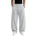 thumbnail image 6 of Men's Baggy Sweatpants Wide Leg Lounge Cotton Jogging Pants Elastic Waist Joggers with Pockets L, 6 of 7