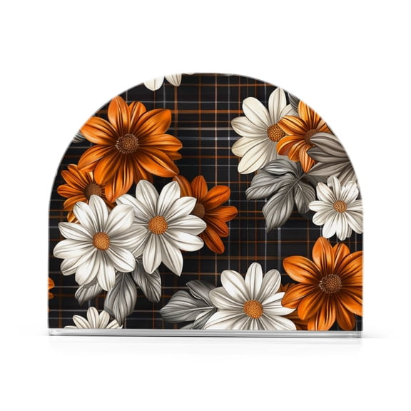 Yayeee Napkin Holder for Table Kitchen Paper Tissue Organization, Black Plaid Floral