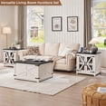 thumbnail image 2 of Joaxswe 3-Piece Coffee Table Set with Flips-Top Coffee Table and 2 End Tables with Charging Station, Hidden Storage, Modern Living Room, White, 2 of 10
