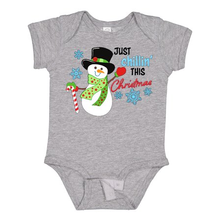 

Inktastic Just Chillin This Christmas Fun Snowman in Top Hat Gift Baby Boy or Baby Girl Bodysuit