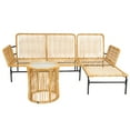 thumbnail image 6 of 3 Pieces Patio Conversation Set,Wicker Furniture Sets,All-Weather Outdoor Sectional Sofa Set with Table & Cushions for Patio Deck Garden Poolside Yard,Light Yellow, 6 of 15