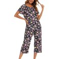 thumbnail image 1 of HAHDAXIA Womens Pajama Set Cotton Capri Pant Pyjama Short Sleeve Sleepwear Summer Pjs, 1 of 6