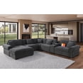 thumbnail image 2 of Oliver Polyester Sectional Sofa Couch w/Ottoman & Cup holder & Charger Dark Gray, 2 of 11