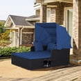 thumbnail image 4 of Gymax Hand-Woven PE Wicker Daybed Outdoor Loveseat Sofa Set with Retractable Canopy, Navy, 4 of 10