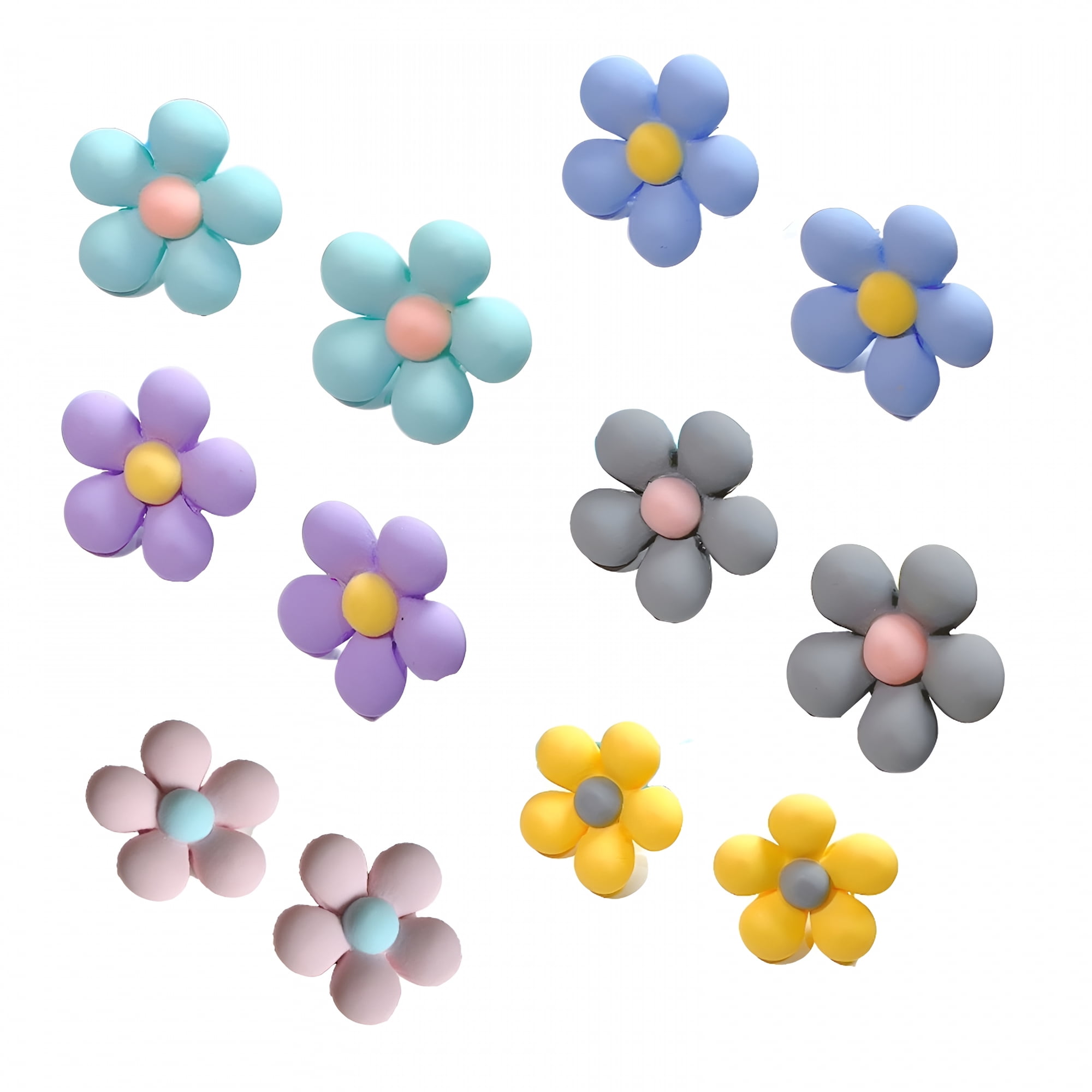 DESIGNICE 2026 New 12Pcs Colorful Flower Shoe Charms,Matte Resin Croc Jibbitz,Multi-Purpose Accessory for Hair Ties and Decorations, for Shoes, Bags, Accessories, Crafts, and Personalizing Items.