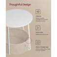 thumbnail image 3 of VASAGLE Petite Table d'Appoint Ronde, Table de Chevet Moderne avec Panier en Tissu, Blanc Mat et Brun Chameau, 3 of 5