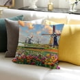 thumbnail image 3 of FANNA Flowers Windmills Landscape Short Plush Throw Pillow Cover Spring Aesthetic Decor 1PC 20x20in, 3 of 5