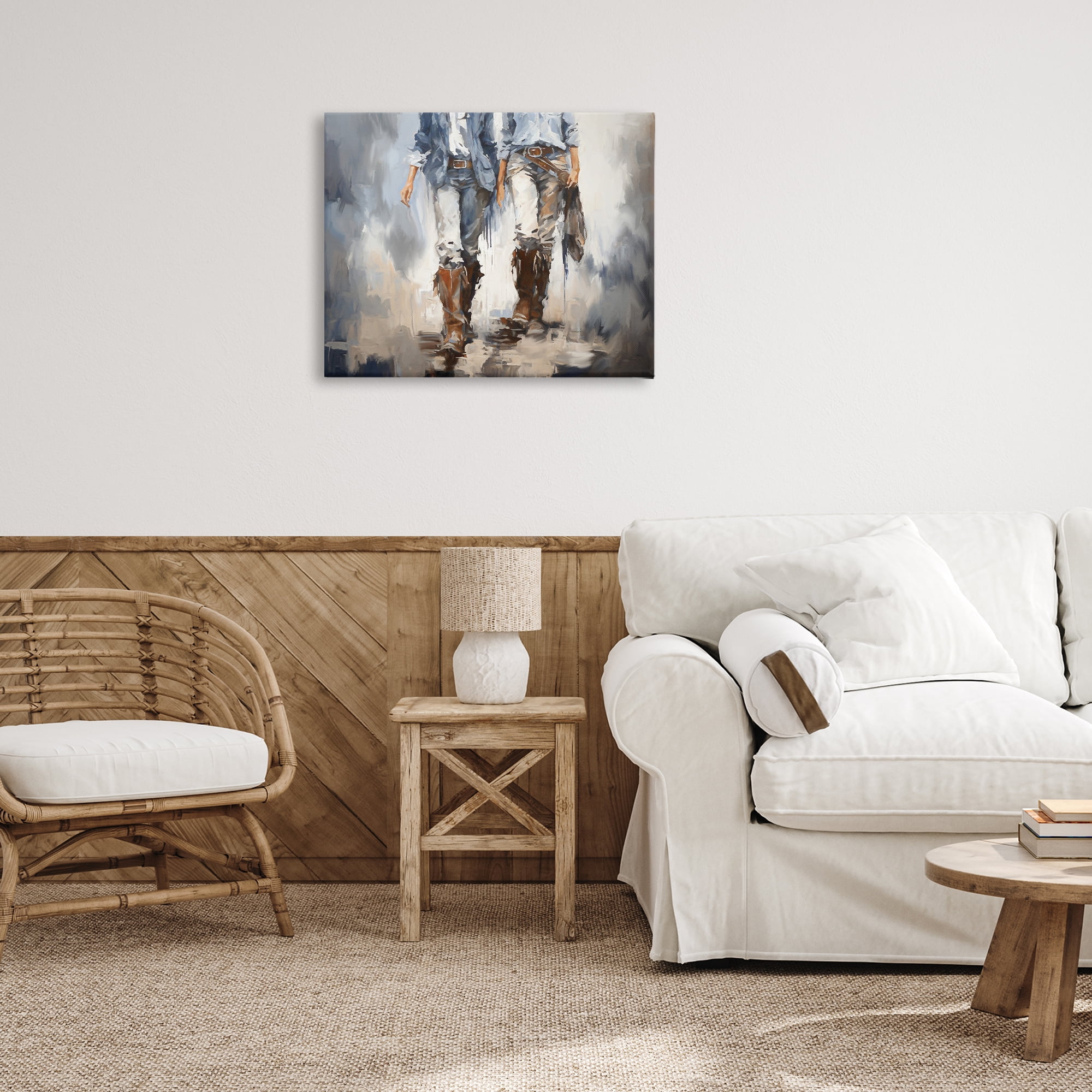 Stupell Industries Romantic Cowboy Boots Novelty Painting Gallery Wrapped Canvas Art Print Wall Art, 30 x 24