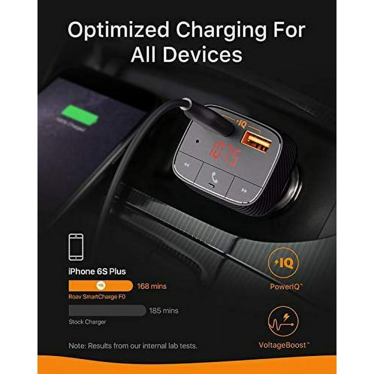 Roav SmartCharge F0, by Anker, FM Transmitter/Bluetooth Receiver/Car  Charger with Bluetooth 4.2, 2 USB Ports, PowerIQ, and AUX Output (No  Dedicated