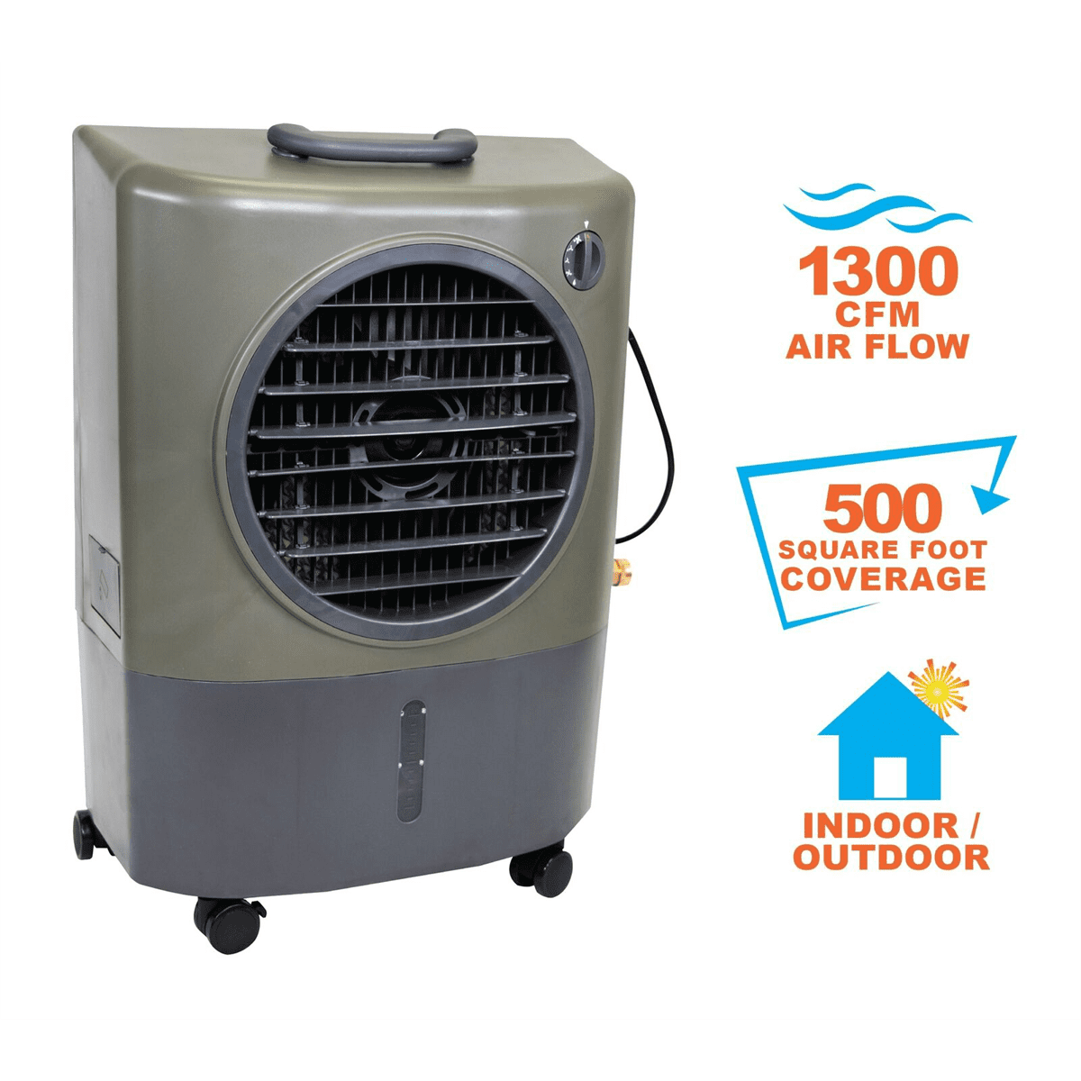 Hessaire MC18V (1300 DOE) 500 Sq Ft Portable Air Conditioner, Dark Gray