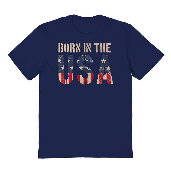 Americana Born In The Usa 2 Graphic Navy Men's Cotton T-Shirt