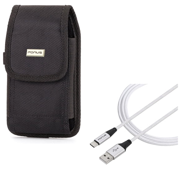 Charger Cord Type-C 10ft USB Cable w Holster Rugged Case Belt Clip K7K for Essential Phone (PH-1)