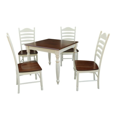 36x36 Dining Table With 4 Ladderback Chairs Alabaster Espresso 5 Piece Set 36x36 Dining Table With 4 Ladderback Chairs Alabaster Espresso 5 Piece Set