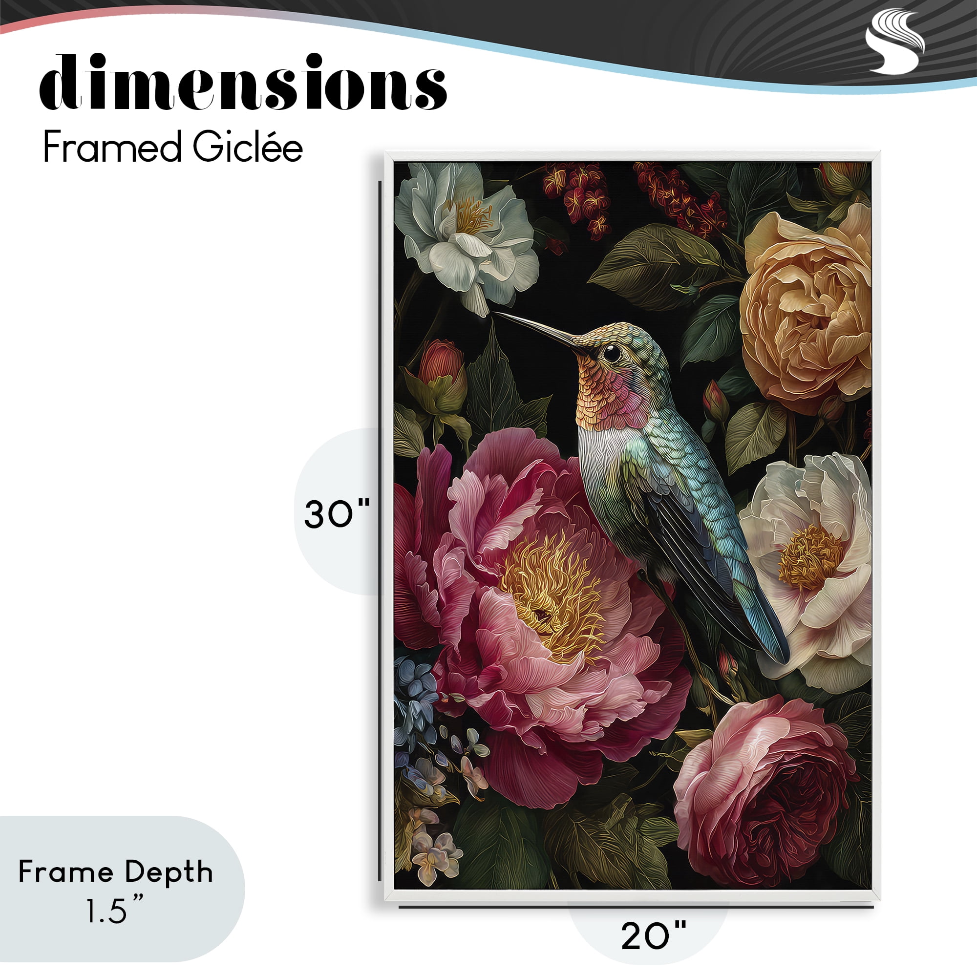Stupell Industries Hummingbird & Lush Blooms White Framed Giclee Art, design by The Wands Want