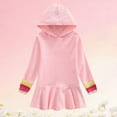 thumbnail image 3 of OGLCCG Girls Hoodie Dress Kids Long Sleeve Solid Color Hooded Sweatshirt Dress Casual Loose Fit Cotton Pullover Dresses 1-10 Years, 3 of 5