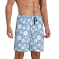 thumbnail image 2 of Balery Daisies Flowers Pantalones cortos de pijama de punto de algodón para hombre con cinturilla y bolsillos-Medium, 2 of 6