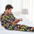 thumbnail image 6 of Salouo Butterfly Wild Insect Print Button-Front Long Sleeve Pajama Set for Men, Soft 2Pjs Men's Long Sleeve Sleepwear-Large, 6 of 7