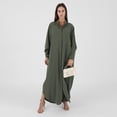 thumbnail image 3 of IDOPIP Women's Abaya Muslim Dresses Batwing Sleeve Henley Shirt Prayer Dress Middle East Arabian Robe, 3 of 5
