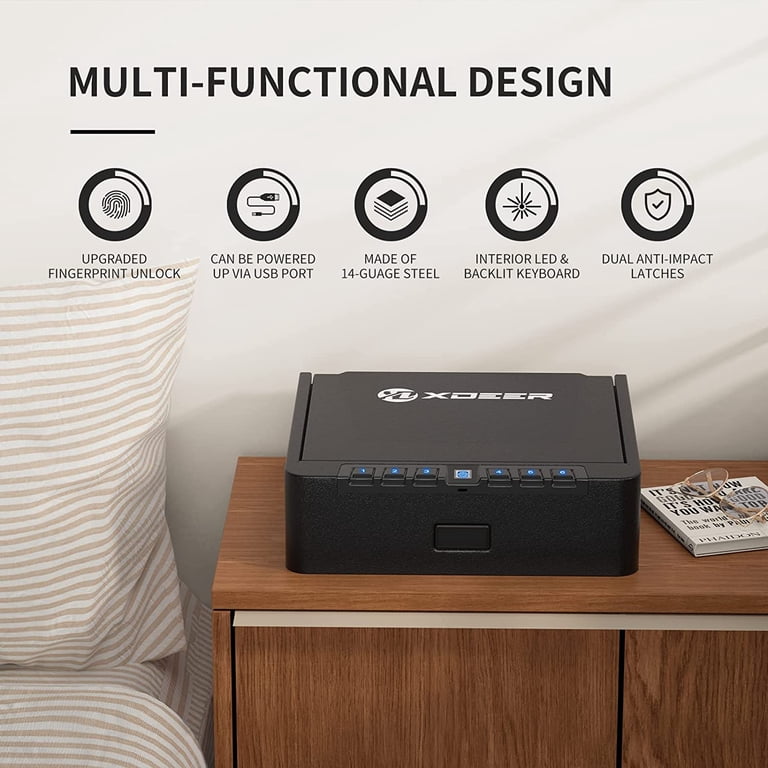 XDeer Coffre-fort biométrique à accès rapide avec empreintes digitales