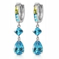 thumbnail image 2 of Galaxy Gold 14K White Gold 5.37 Carat Natural Peridot and Blue Topaz Huggie Earrings - August Birthstone - Abundance & Joy - Fine Jewelry for Women, 2 of 3