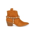thumbnail image 2 of Women Jeweled Pointy Toe Chunky Stacked Heel Ankle Bootie 19558, 2 of 6