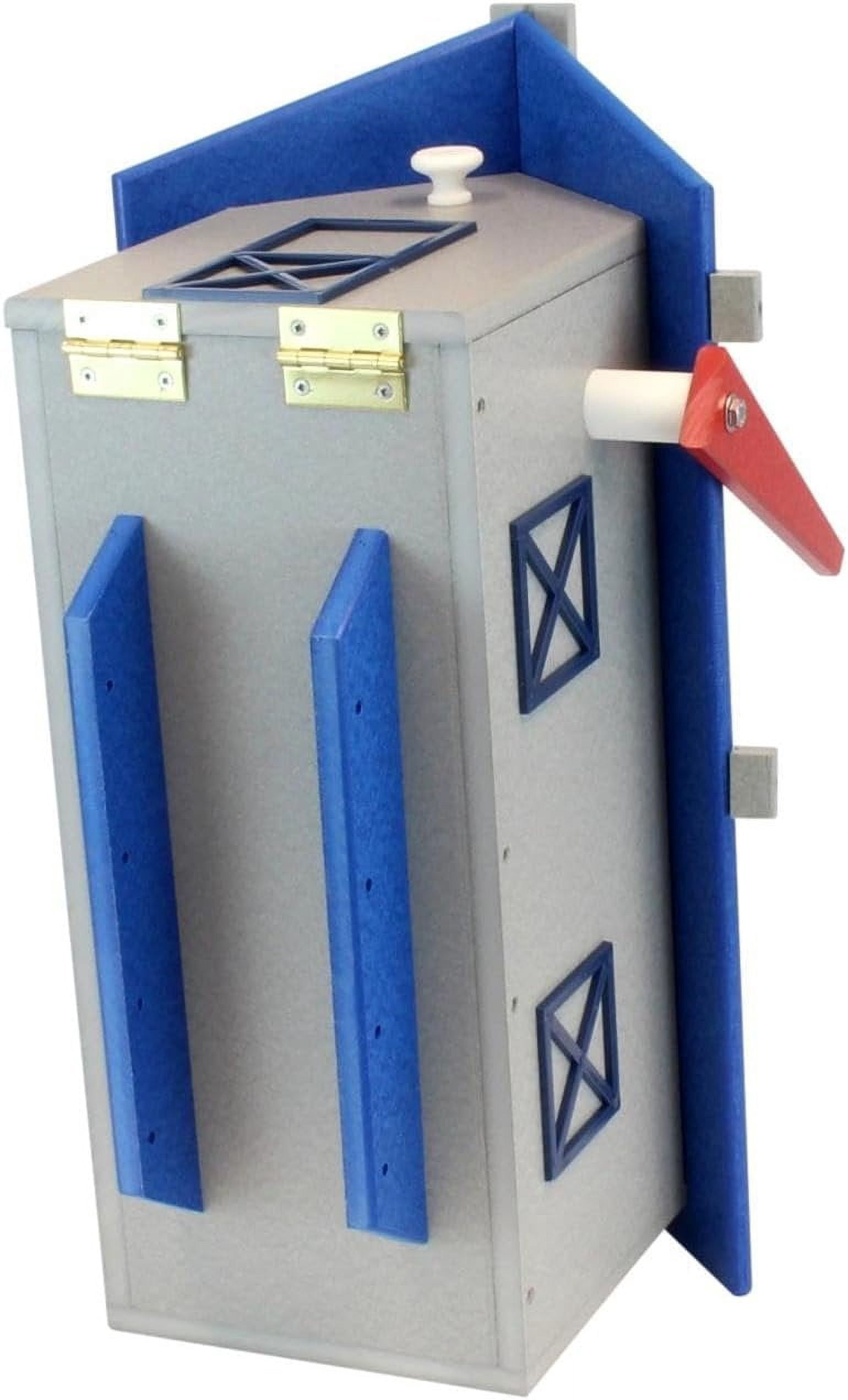 AmishToyBox.com Mailbox, Post Mount, Made with Weather-Proof Poly Lumber, UV-Resistant, Blue and Light Gray