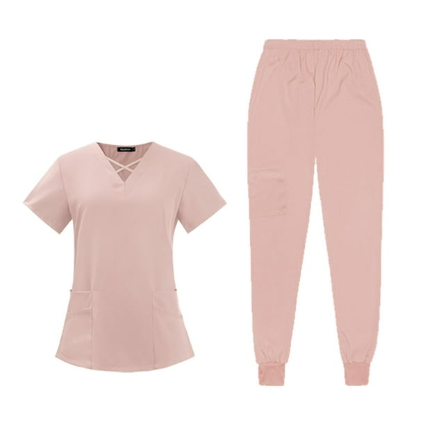 Conjunto de Uniformes Médicos Strade Fareast Limited para Enfermeras para Mujer Sencillo para Yoga Corredor Color Rosa S