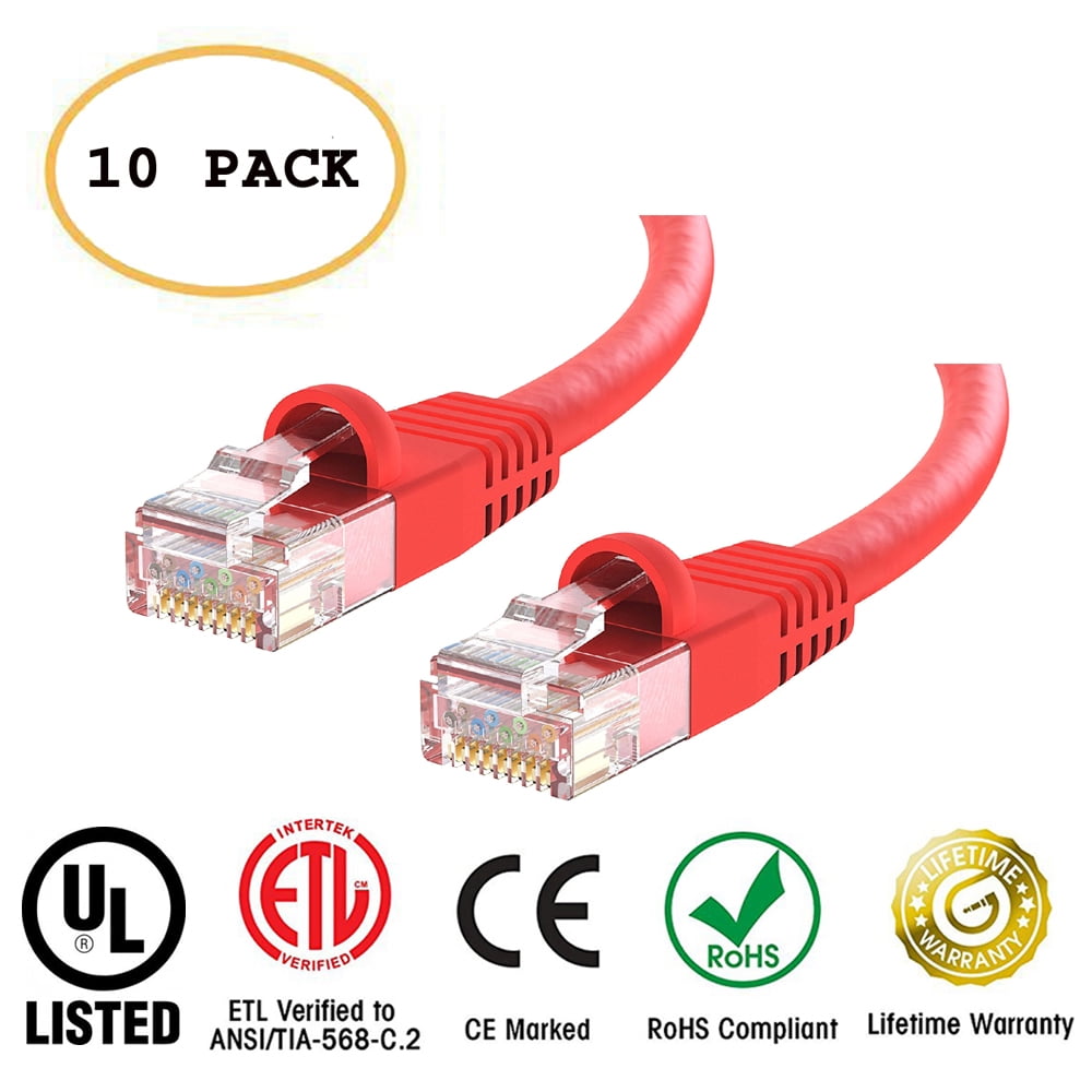 Huetron™ 5-Pack Cat 6 Ethernet Cable Cat6 Snagless Patch 75 Feet Computer Lan Network Cord Yellow - View #6