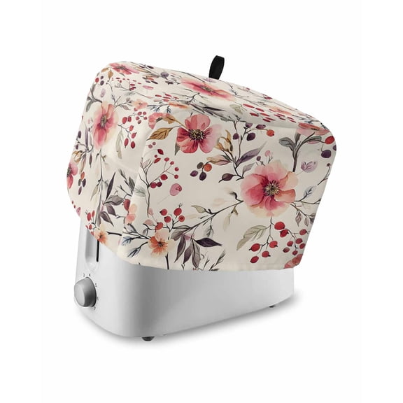 Fsddascl Pink Spring Floral Toaster Cover 4 Slice, Large Kitchen Appliance Covers, Retro Summer Flower Farmhouse Toaster Oven Cover with Loop, Bread Machine Cover Polyester Dust Cover Protection