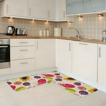 

Kitchen Mats for Floor 2 Piece - Papaya Star Fruit Anti Fatigue Mats for Kitchen Floor Kitchen Rugs Non Slip Washable Mat for Home Kitchen Decor
